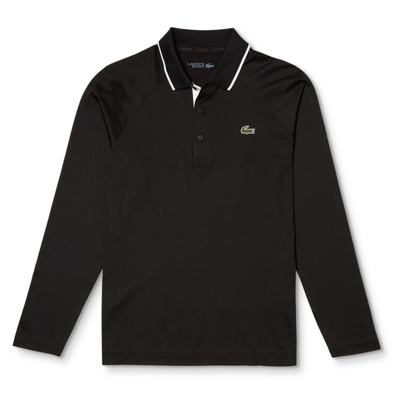 Lacoste Sport Breathable Long Sleeve Polo Shirt (Men's) - Black/White