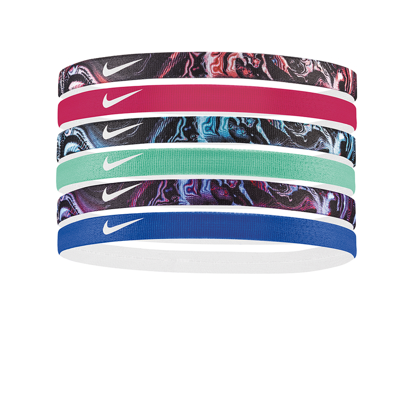 Nike Printed Headbands Assorted (6 pack) - Fuschia/Aqua/Blue Swirl-Headbands-online tennis store canada