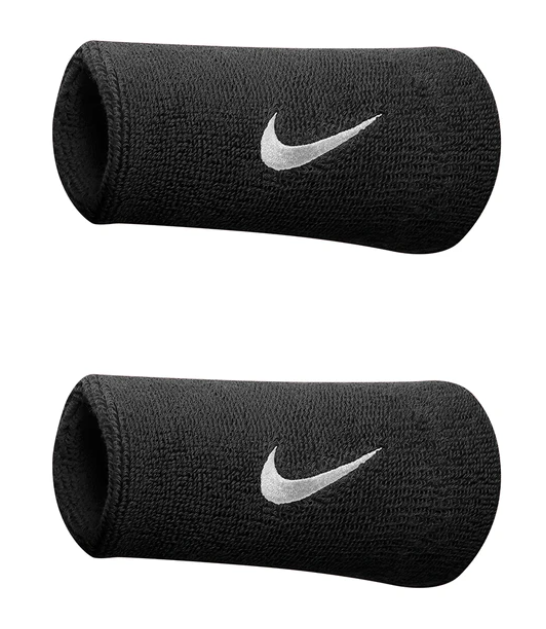 Nike Swoosh Wristbands Doublewide - Black/White